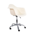 Cadeira Eiffel Com Braços - Base de Rodízios Cromada - Cor Creme