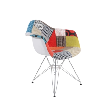 Cadeira Eiffel Com Braços - Base Metal - Assento Patchwork 2