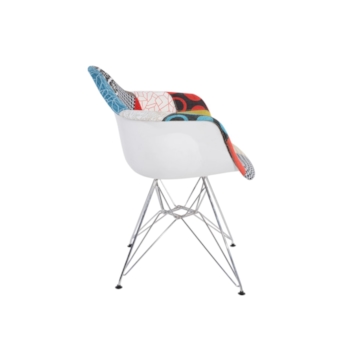 Cadeira Eiffel Com Braços - Base Metal - Assento Patchwork 2