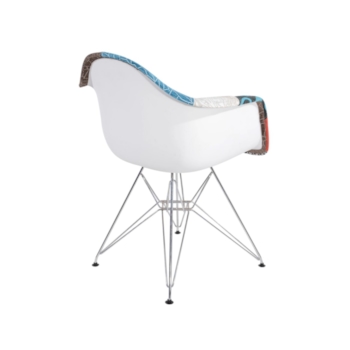 Cadeira Eiffel Com Braços - Base Metal - Assento Patchwork 2