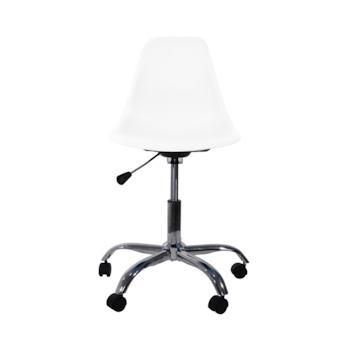Cadeira Eiffel sem Braços - Base de Rodízios Cromada - Assento em Polipropileno - Cor Branca