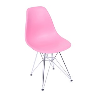 Cadeira Eiffel Sem Braços - Base Metal Cromado - Cor Rosa