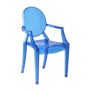 Cadeira Ghost em Policarbonato Com Braços - Cor Azul Clara