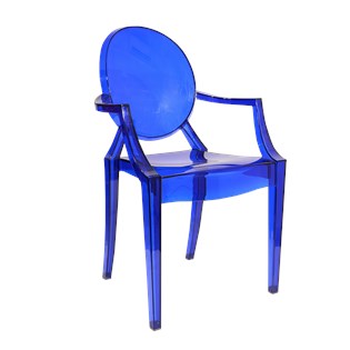 Cadeira Ghost em Policarbonato Com Braços - Cor Azul Escura