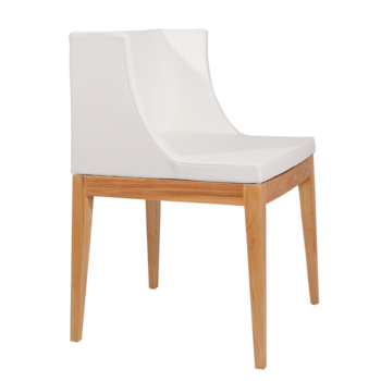 Cadeira Mademoiselle - Base Madeira - Assento PU Branco