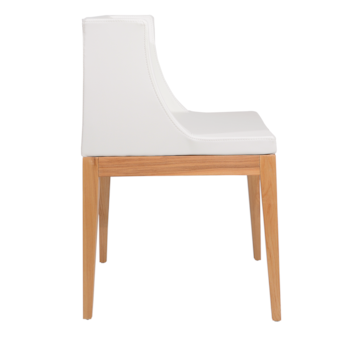 Cadeira Mademoiselle - Base Madeira - Assento PU Branco