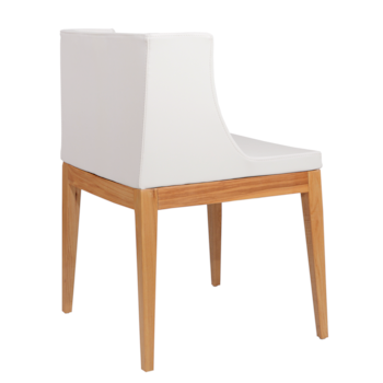 Cadeira Mademoiselle - Base Madeira - Assento PU Branco