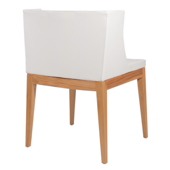 Cadeira Mademoiselle - Base Madeira - Assento PU Branco