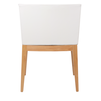 Cadeira Mademoiselle - Base Madeira - Assento PU Branco