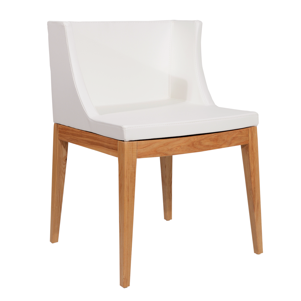 Cadeira Mademoiselle - Base Madeira - Assento PU Branco