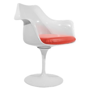Cadeira Saarinen Tulipa Com Braços - Cor Branca - Almofada Vermelha
