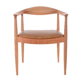 Cadeira The Chair - Madeira Natural - Couro Natural Caramelo