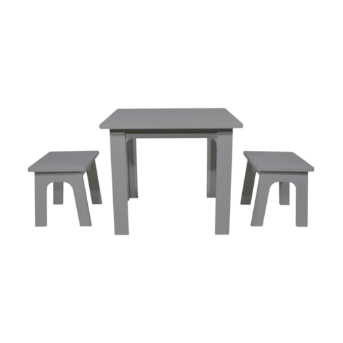 Conjunto Infantil Mesa e Bancos Beija Flor - Cor Cinza Conjunto Infantil Mesa e Bancos Beija Flor - Cor Cinza
