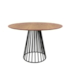 Mesa Cone Aramada - Base Preta - Tampo Redondo 80cm - Madeira Natural