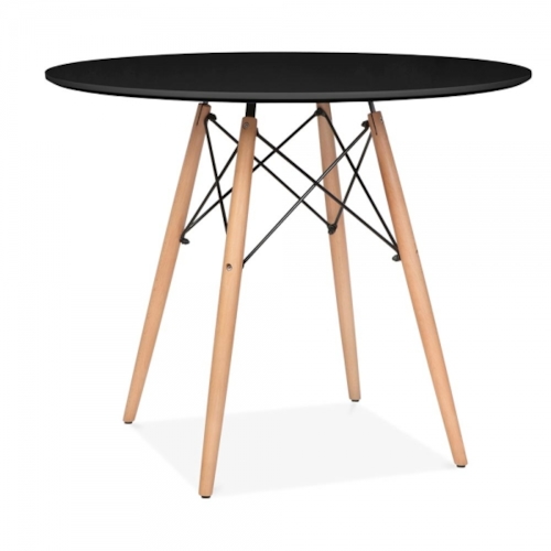 Mesa Eames Eiffel - Base Madeira Clara - Tampo Redondo