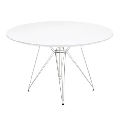 Mesa Eames Eiffel - Base Metal Cromado - Cor Branca