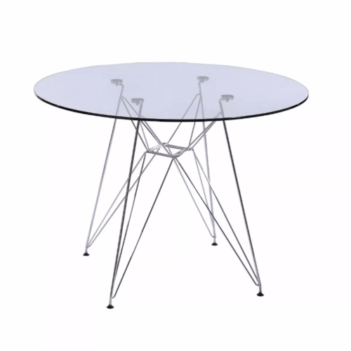 Mesa Eames Eiffel - Base Metal Cromado - Vidro Mesa Eames Eiffel - Base Metal Cromado - Vidro