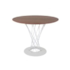 Mesa Noguchi Cyclone - Base Branca - Tampo Redondo 90cm - Madeira Escurecida