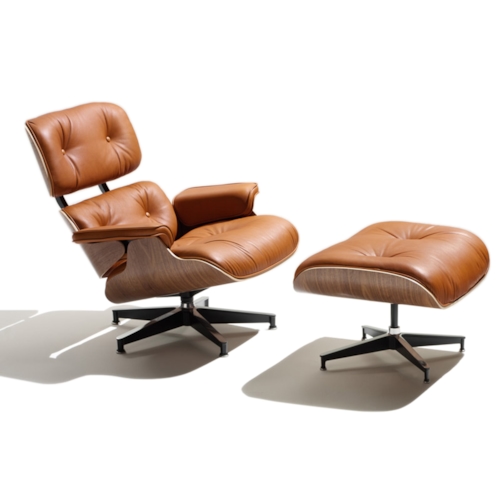 Poltrona Charles Eames com Puff - Cor Caramelo