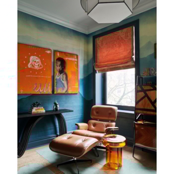 Poltrona Charles Eames com Puff - Cor Caramelo