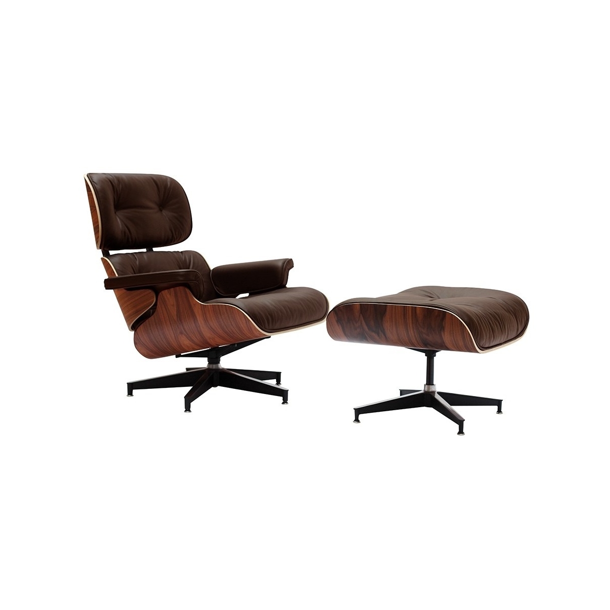 Poltrona Charles Eames com Puff - Cor Marrom