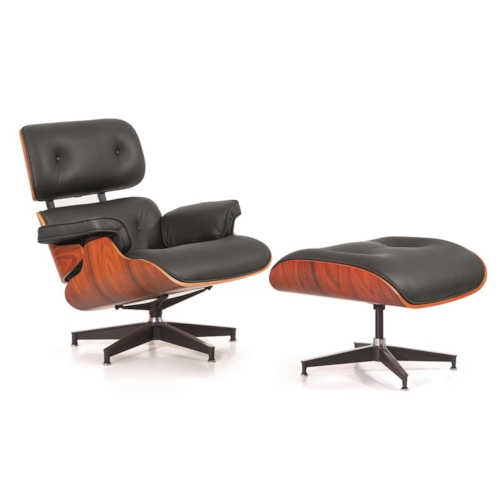 Poltrona Charles Eames com Puff - Cor Preta