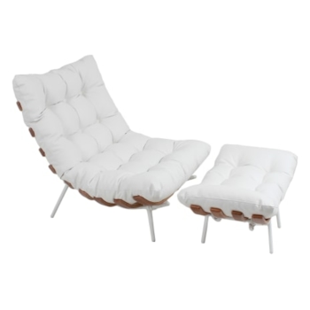 Poltrona Costela com Puff - Cor Branca