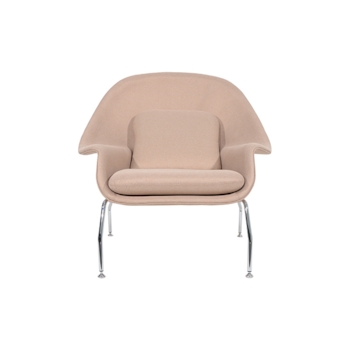 Poltrona Womb com Puff - Linho Bege